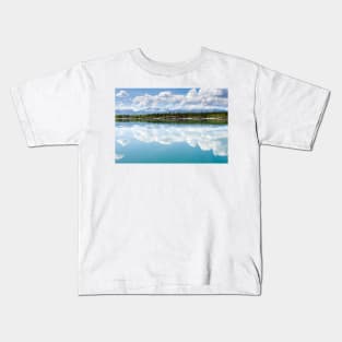 Yukon wilderness cloudscape reflected on calm lake Kids T-Shirt